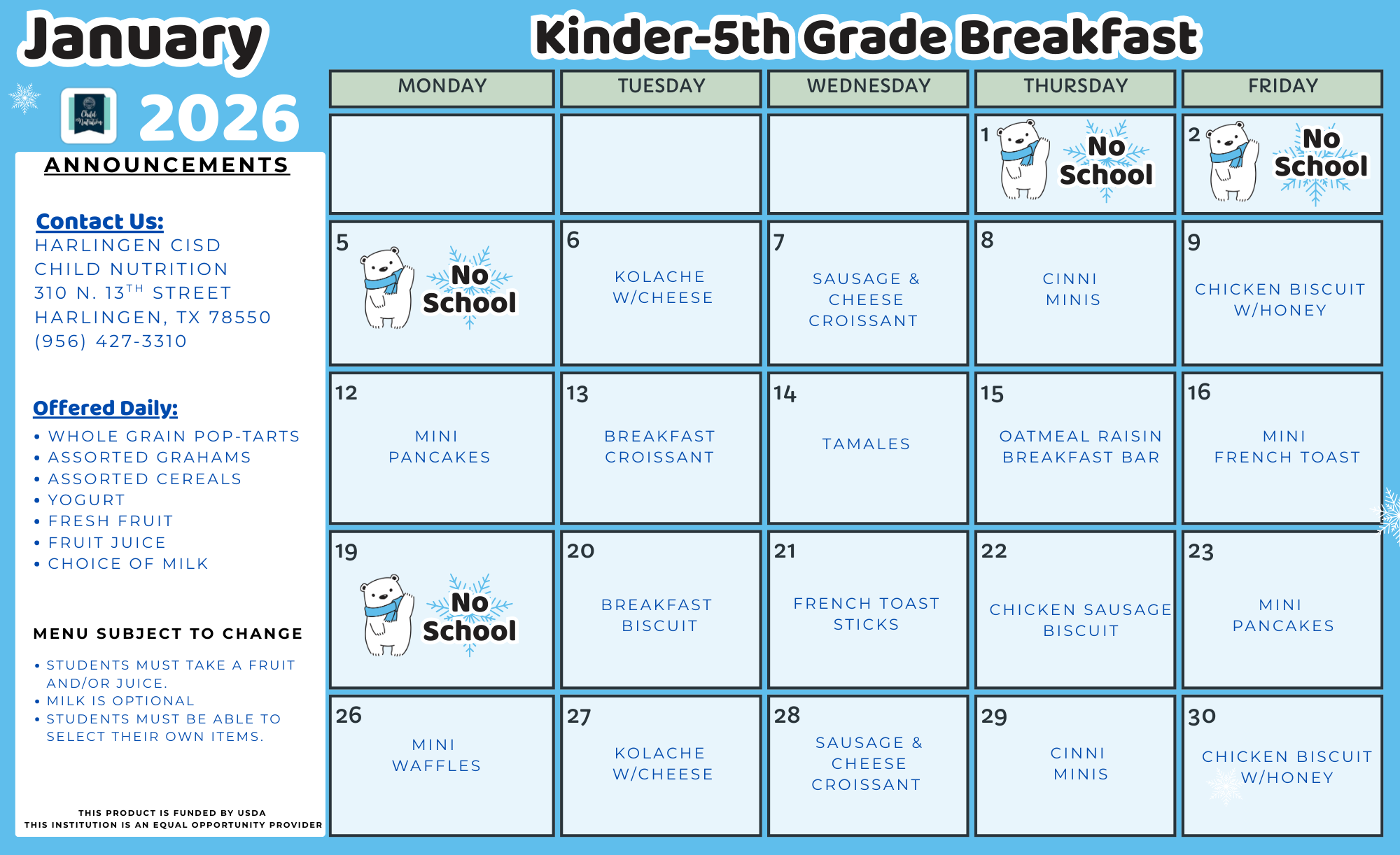 Kinder-5th Updated Menu 12/9/25